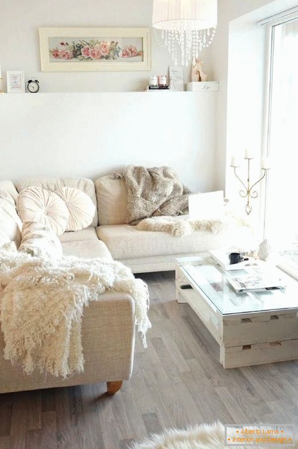 Obývacia izba v bielom
