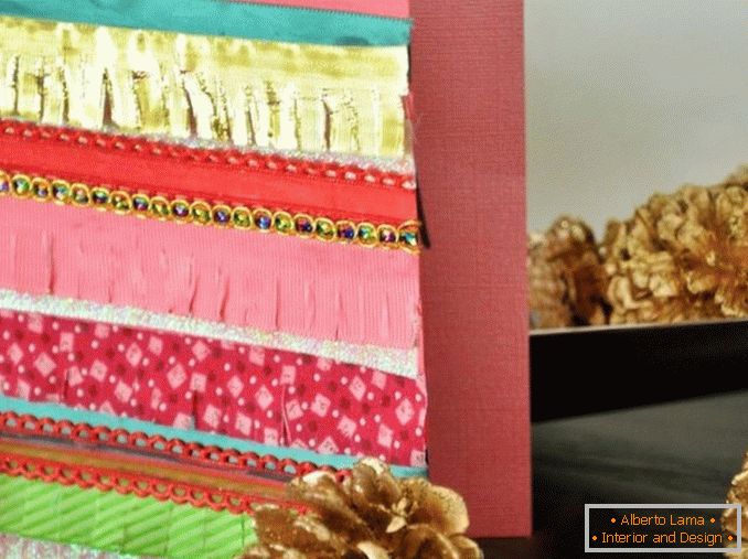 Farebná vianočná karta z textílie