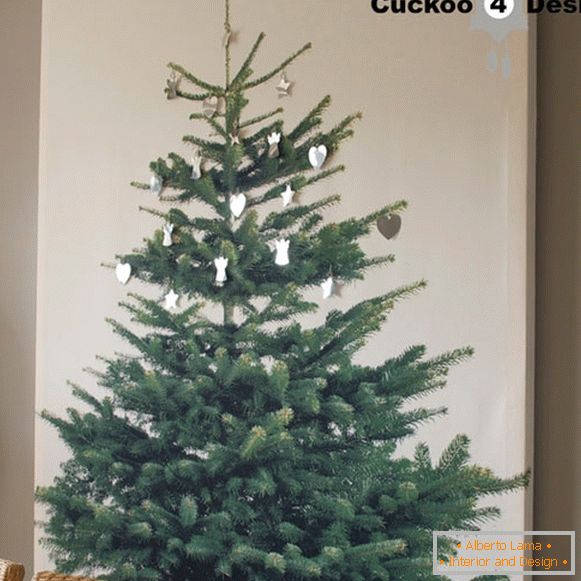 Vianočný strom vytlačený na látke