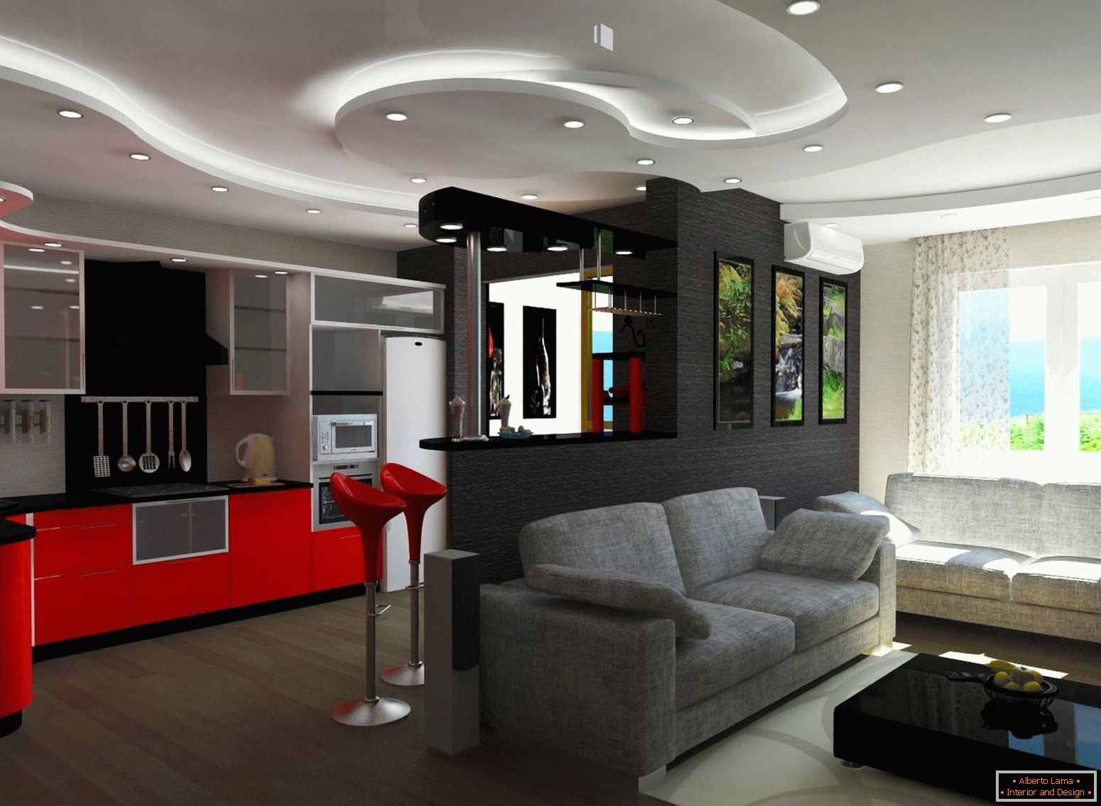 Projektový projekt kuchyňa a obývacia izba 20 m².