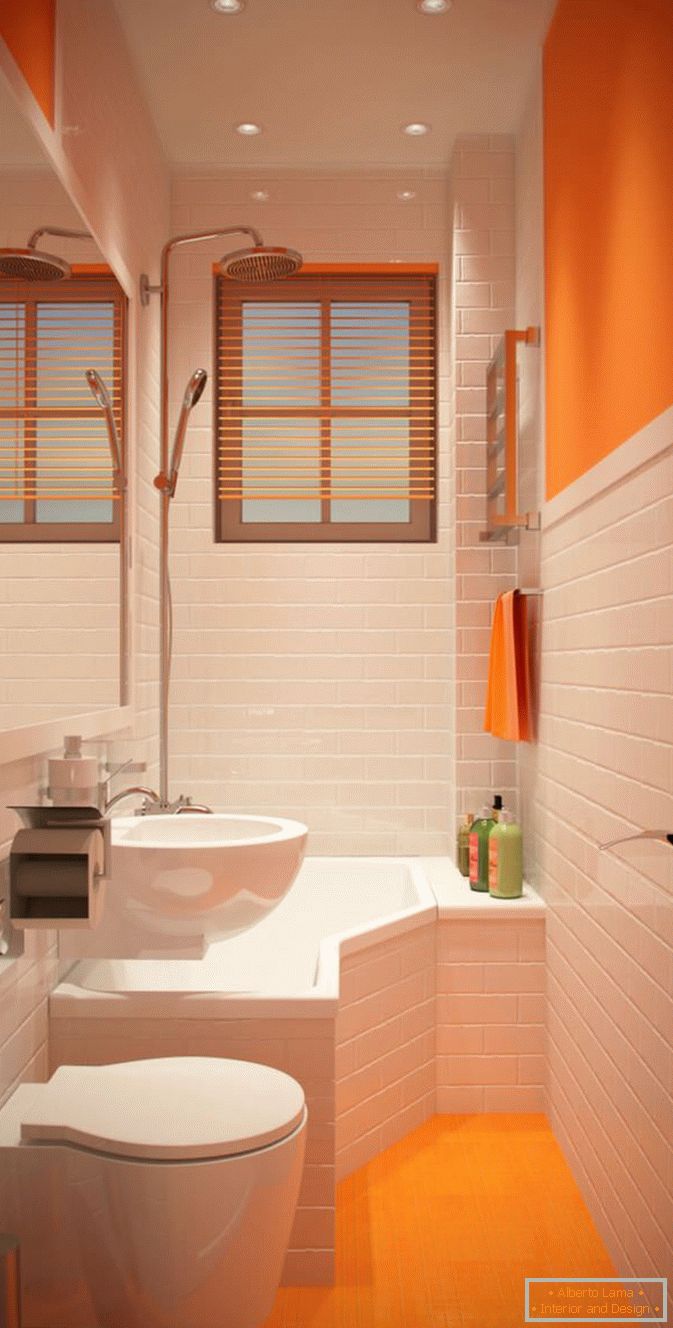 Štýlový dizajn malého oranžového kúpeľa