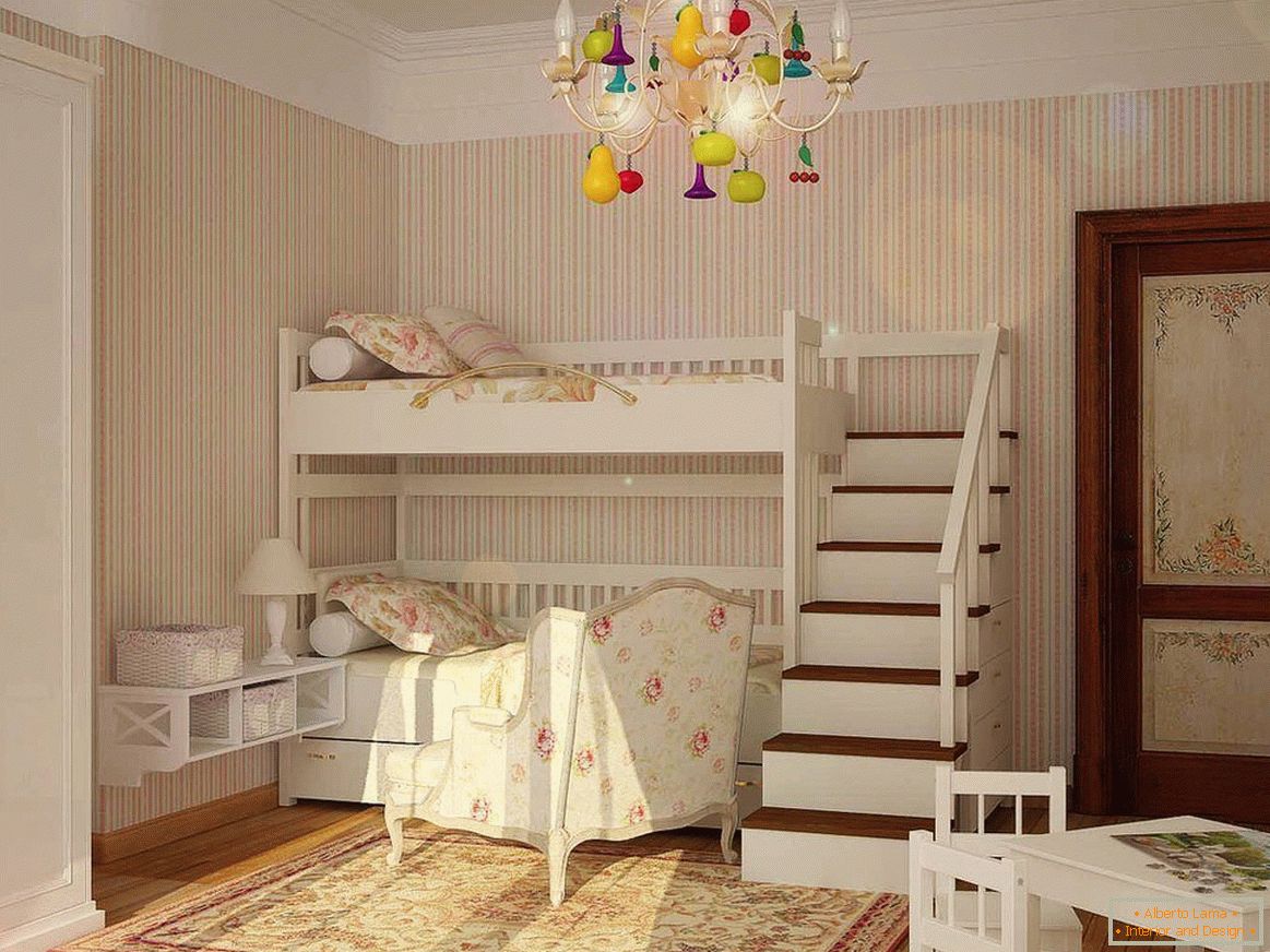Poschodová posteľ v detskej izbe