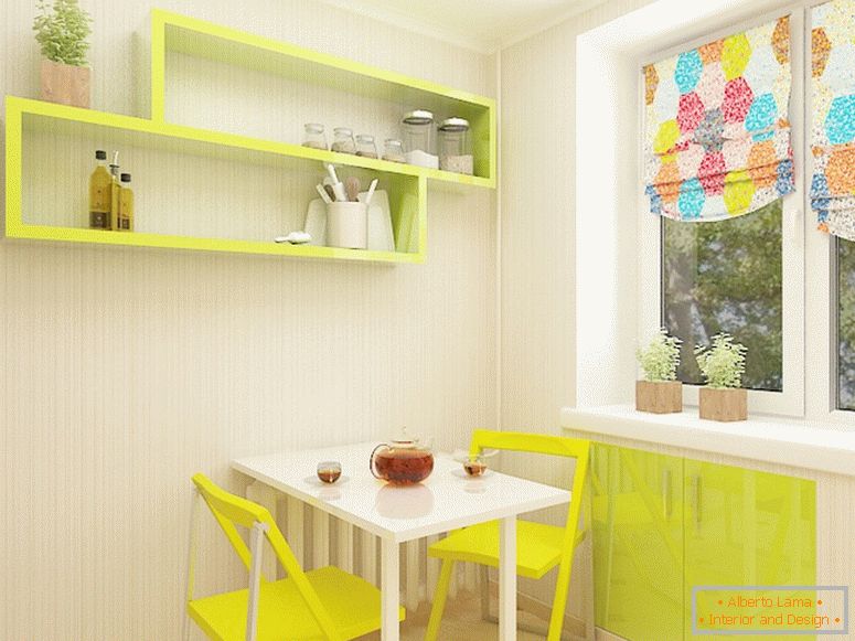 Príklad interiéru malej kuchyne na fotografii