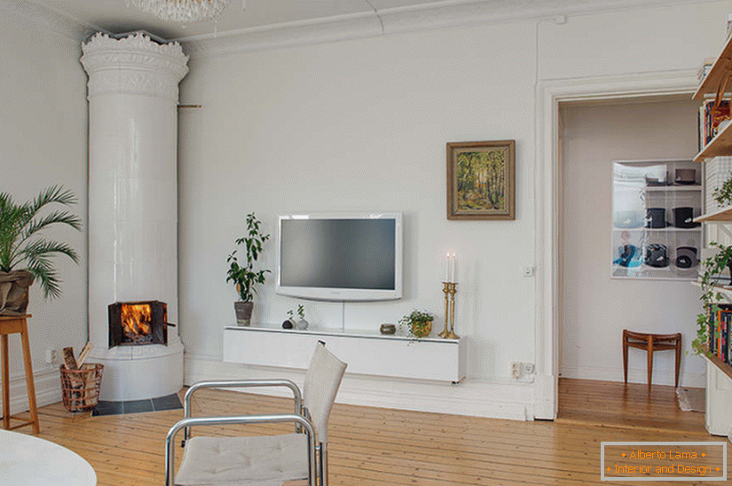 Interiér obývacej izby v škandinávskom štýle
