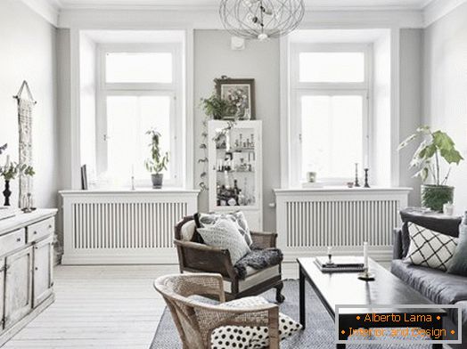 Klasický dizajn bytu v škandinávskom štýle