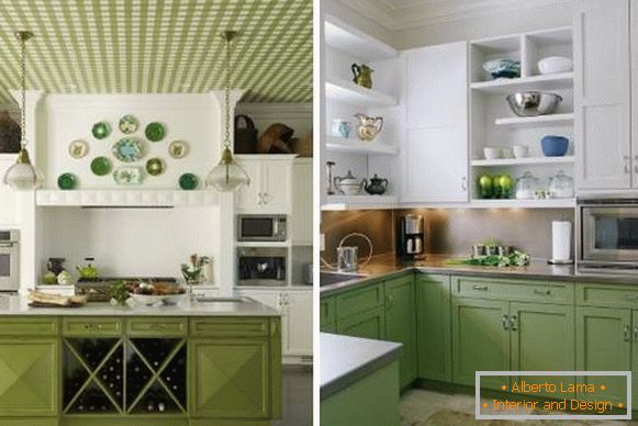 Biela zelená kuchyňa - fotografický dizajn v interiéri