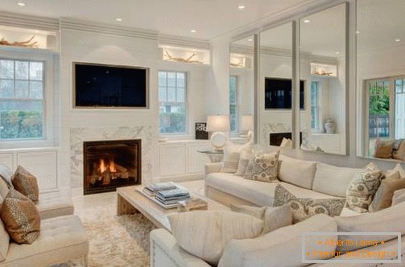 Biely nábytok pre obývaciu izbu - foto elegantného interiéru