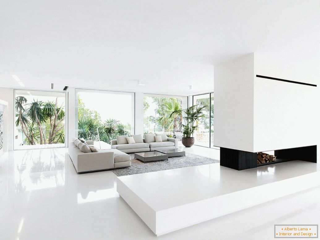 Biele steny v interiéri в стиле минимализм