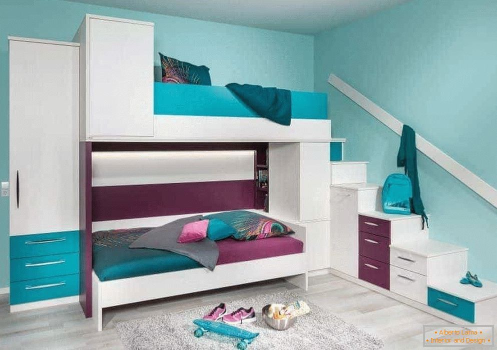 Detská izba v tyrkysovej farbe