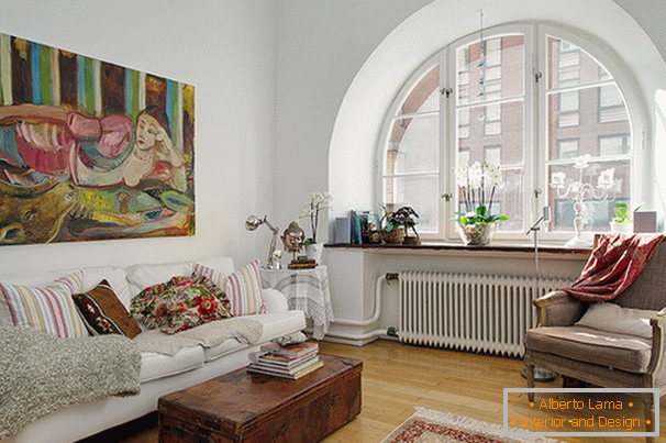 Obývacia izba v škandinávskom štýle