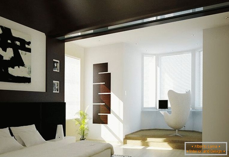 Útulná spálňa s čiernym stropom a stenami