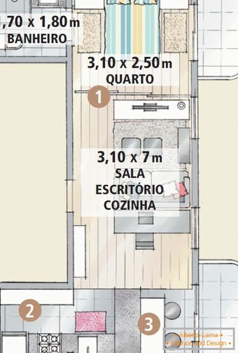 Bytový plán v štýle mini-loft