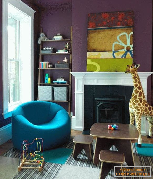 Lilac a modré farby pre detskú izbu pre chlapca