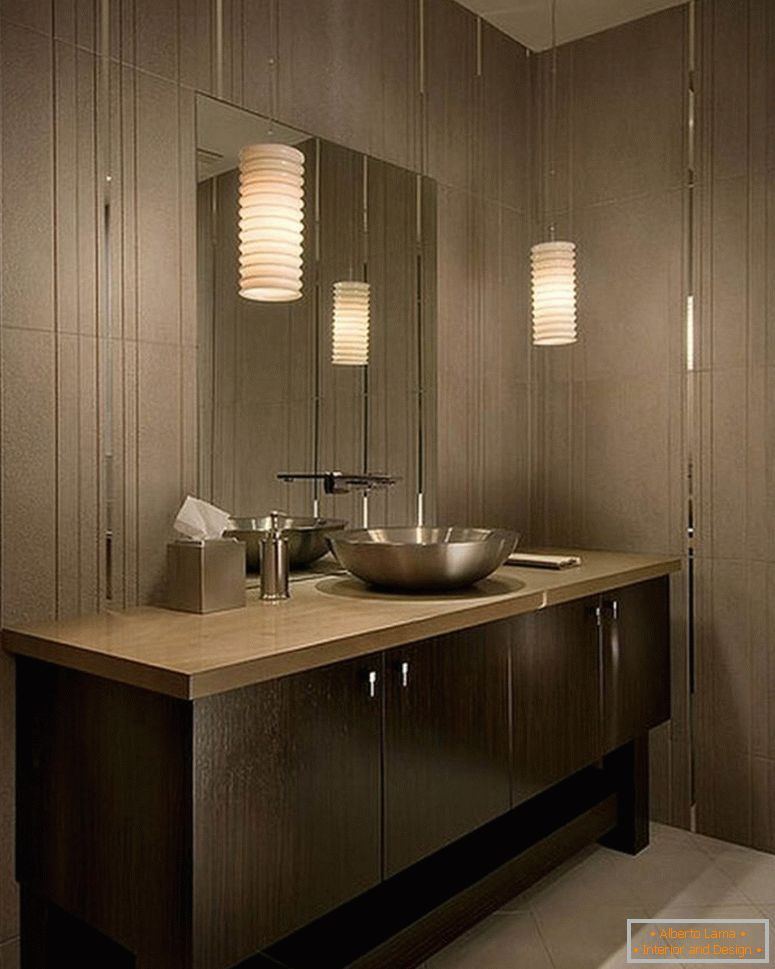 kúpeľňa-hot-obraz-of-béžovej-kúpeľňa dekorovanie-použitie-white-valec-úľ-kúpeľňa-závesná-tienidlo-je-svetlo šedá-dlaždice kúpeľne steny-a-okrúhlym nerezovej oceľovou kúpeľňa-nádoba-drezy-Entra