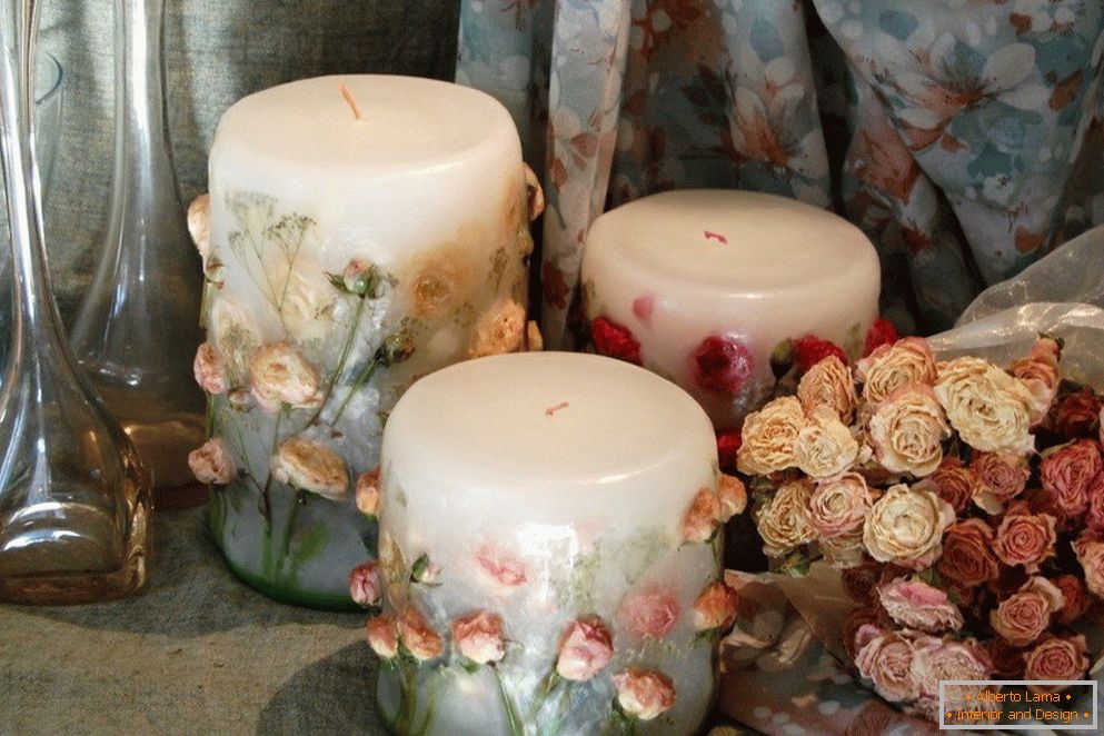 Dekor pre sviečky сухоцветами
