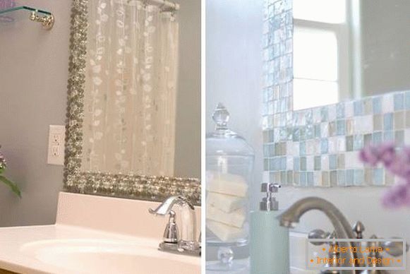 Ako zdobiť steny v kúpeľni - výzdoba zrkadla je mozaika