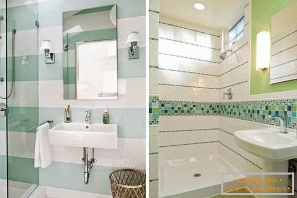 Dekoračné kúpeľne v bielej a zelenej
