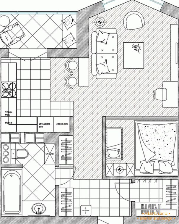 Dizajnový interiér jedného bytu pre mladého páru