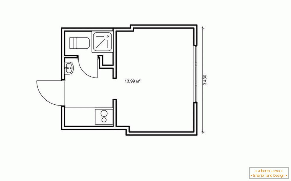 Plánujte apartmán-štúdio od 14 do 25 metrov štvorcových. m.