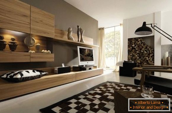 Veľká obývacia izba v minimalistickom štýle
