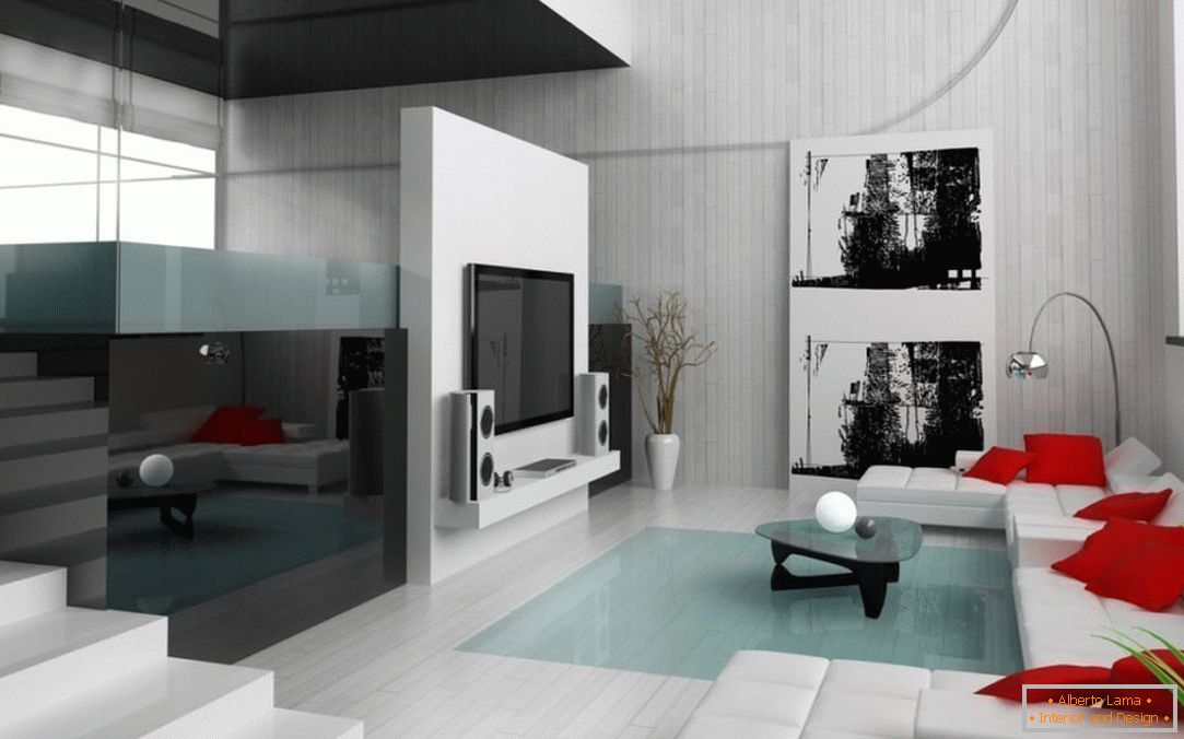Svetlá podlaha v obývacej izbe v minimalistickom štýle