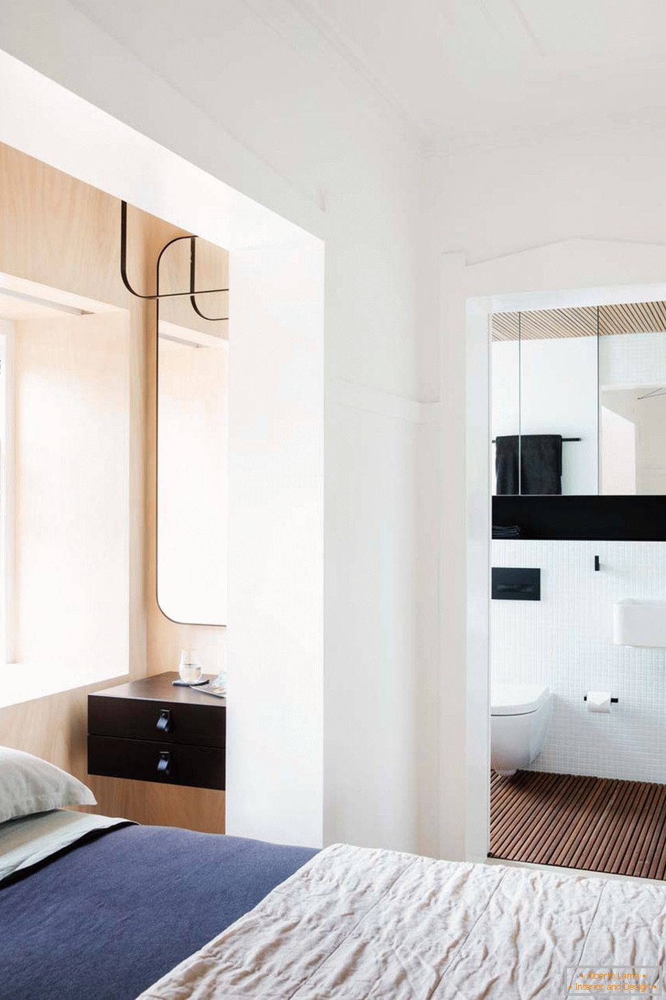 Interiérový dizajn malého bytu v Sydney - вид на санузел