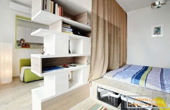 interiérový dizajn malého jednopokojového bytu, foto 1