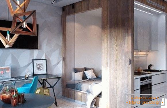 interiérový dizajn malého jednopokojového bytu, foto 10