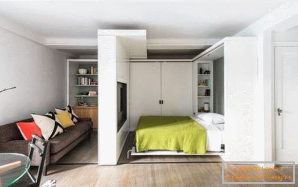 interiérový dizajn malého jednopokojového bytu, foto 2