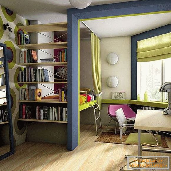 dizajn malého bytu s jednou miestnosťou, foto 24