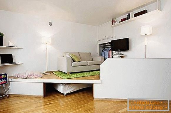 interiérový dizajn malého jednopokojového bytu, foto 26