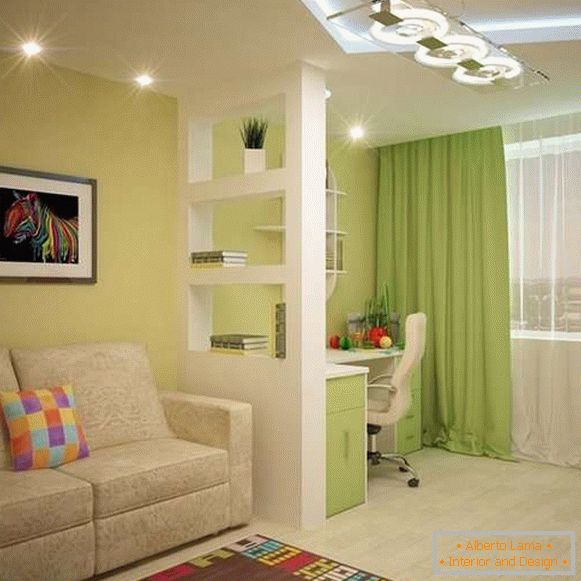 Interiérový dizajn bytu je 40 m2 vo svetlých farbách