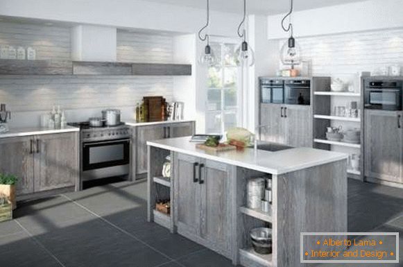 Kuchynský dizajn v súkromnom dome - šedá fotka