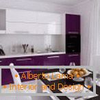 Kuchynský nábytok s bielofialovou fasádou