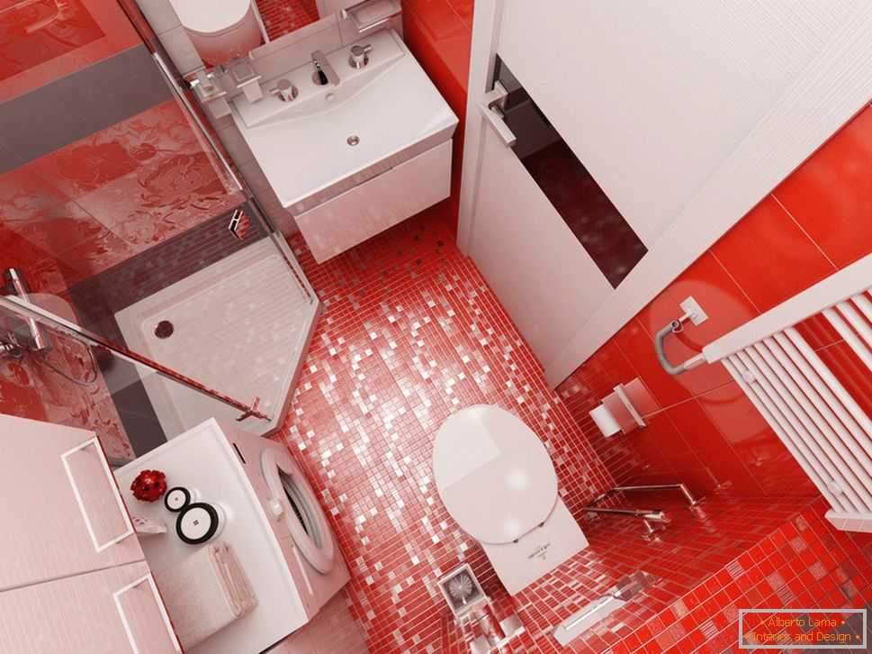 Návrh kúpeľne s červenými akcentmi - фото 4