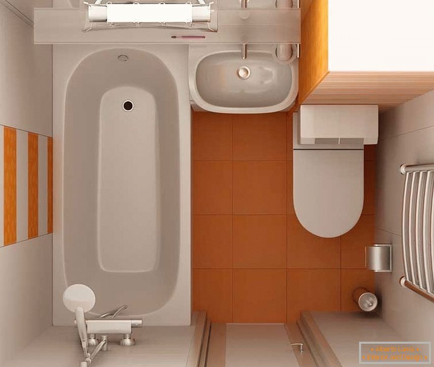 Oranžovo-biela kúpeľňa
