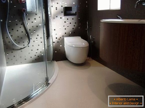 Kombinovaná kúpeľňa so závesným kovaním a sprchou
