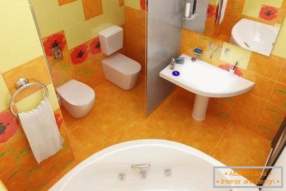 Návrh kombinovanej kúpeľne - fotografia vo svetlých farbách