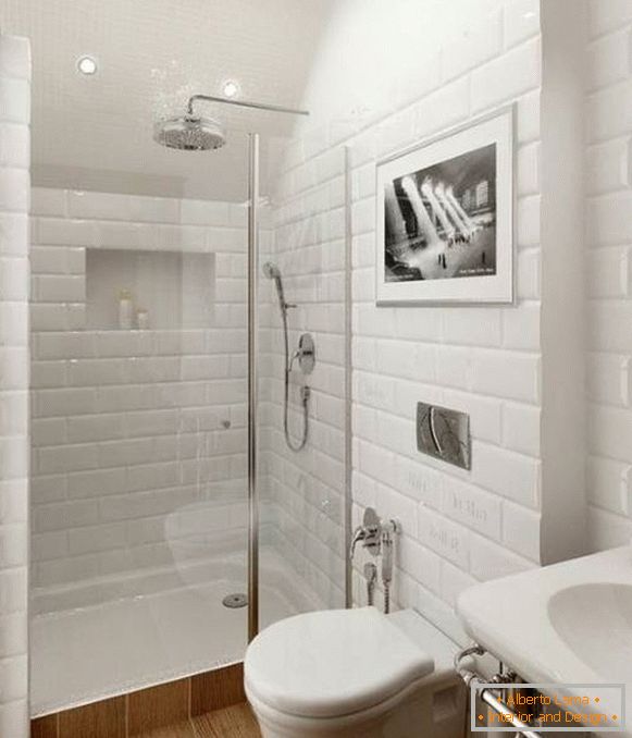 Návrh kombinovanej kúpeľne - fotka so sprchovacím kútom