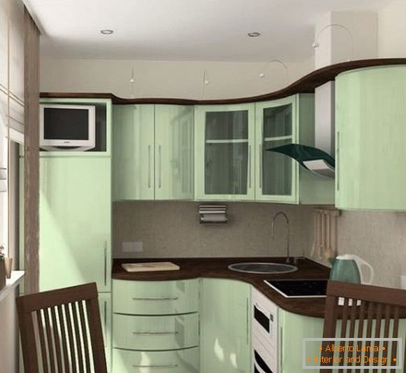 Malé izby - dizajn kuchyne na fotografii v byte 30 m²