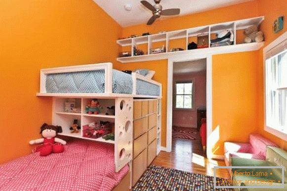 Dizajn jednoizbového bytu s dvoma deťmi - interiér detskej izby