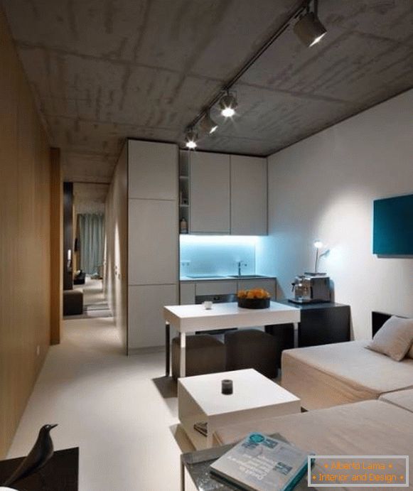 Dizajn jednoizbového bytu v modernom štýle