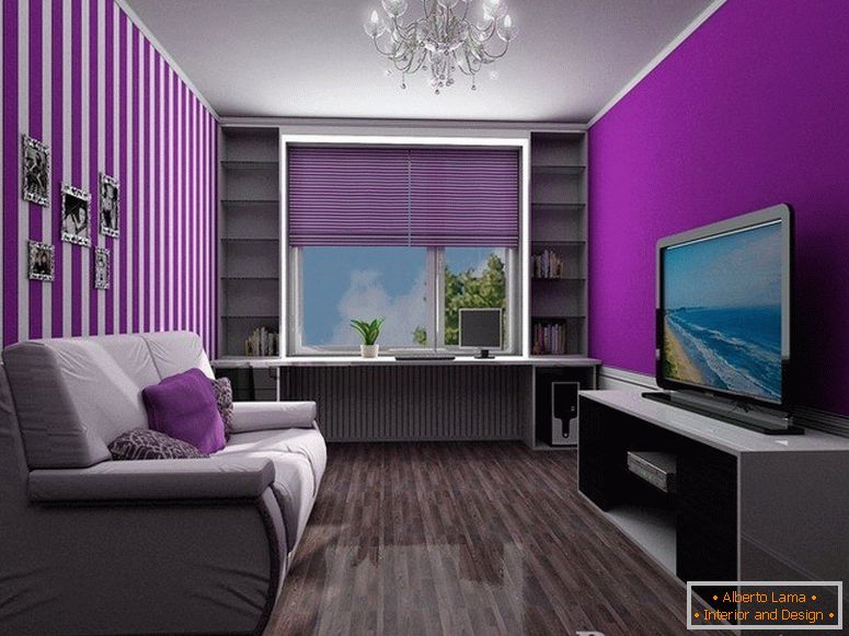 Interiér miestnosti v lila