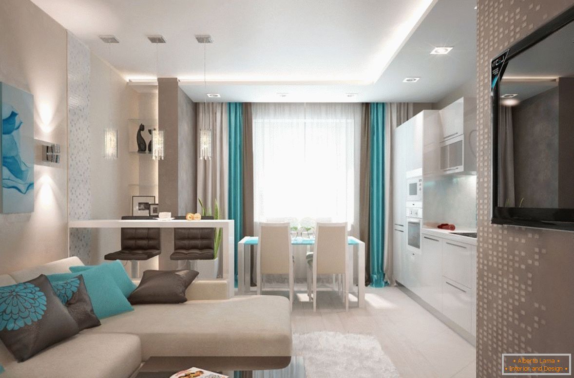 Dizajn kuchyňa-obývacia izba 18 m²