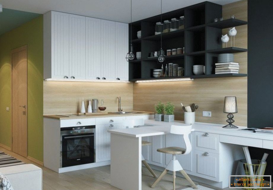 Kuchynský priestor v štúdio 22 m²