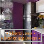 Lilacové steny a nábytok v kuchyni