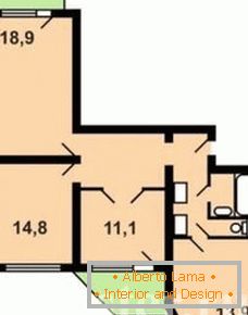 Dispozícia 3-izbového bytu p-44t