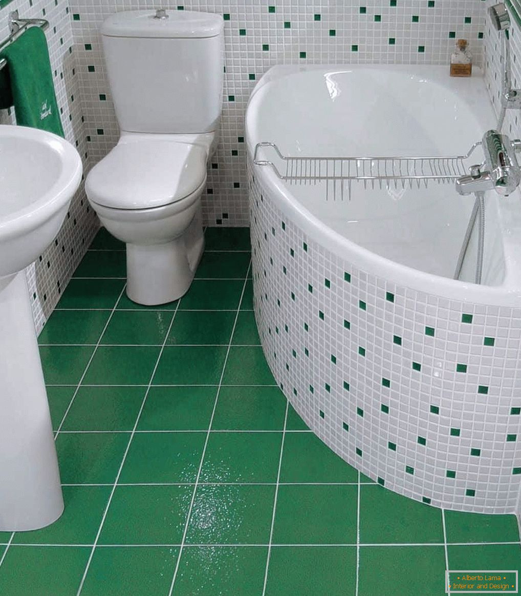 Biela a zelená rohová kúpeľ