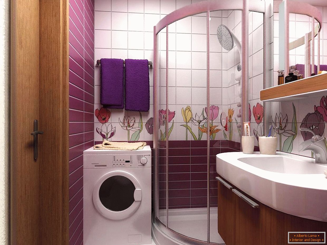 Fialový kúpeľňový dekor