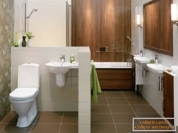 dizajn úzkej kúpeľne s WC, foto 45